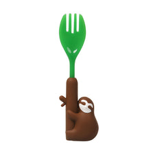 Load image into Gallery viewer, Steti Baby Soft Silicone Baby Utensils, Cute Sloth Fork Spoon Made of Food Grade Material, Easy to Grip, Lovely Patented Design