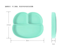 Load image into Gallery viewer, Steti Baby Toddler Self-Feeding Suction Plate – Divided Food-Grade Silicone Suction Plate for Weaning Babies, BPA-Free, Microwave, Dishwasher & Oven Safe – Infant Feeding Bowl Set-Monkey Plate & Lizard Fork, Spoon