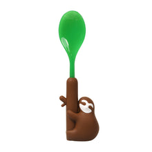 Load image into Gallery viewer, Steti Baby Soft Silicone Baby Utensils, Cute Sloth Fork Spoon Made of Food Grade Material, Easy to Grip, Lovely Patented Design