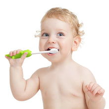 Load image into Gallery viewer, Steti Manual Kids Toothbrush for Toddlers Aged 2 to 8, BPA-Free Soft Bristles, Healthy for Gentle Gum, Sensitive Teeth; Non-Slip Silicone, Easy to Hold Handle, Cute, Attractive Lizard Design, Green