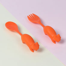 Load image into Gallery viewer, Steti Baby Soft Silicone Baby Utensils, Cute Squirrel Fork Spoon Made of Food Grade Material, Easy to Grip, Lovely Patented Design