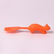 Load image into Gallery viewer, Steti Baby Soft Silicone Baby Utensils, Cute Squirrel Fork Spoon Made of Food Grade Material, Easy to Grip, Lovely Patented Design