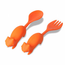Load image into Gallery viewer, Steti Baby Soft Silicone Baby Utensils, Cute Squirrel Fork Spoon Made of Food Grade Material, Easy to Grip, Lovely Patented Design