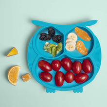 Load image into Gallery viewer, Steti Baby Toddler Self-Feeding Suction Plate – Divided Food-Grade Silicone Suction Plate for Weaning Babies, BPA-Free, Microwave, Dishwasher & Oven Safe – Infant Feeding Bowls-Owl