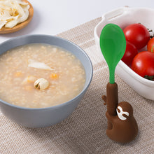 Load image into Gallery viewer, Steti Baby Soft Silicone Baby Utensils, Cute Sloth Fork Spoon Made of Food Grade Material, Easy to Grip, Lovely Patented Design