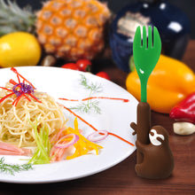 Load image into Gallery viewer, Steti Baby Soft Silicone Baby Utensils, Cute Sloth Fork Spoon Made of Food Grade Material, Easy to Grip, Lovely Patented Design