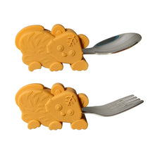 Load image into Gallery viewer, Tiger Fork and Spoon, Food Grade Silicone, Patent Protected, FDA, LFGB Tested, With Travelling Case
