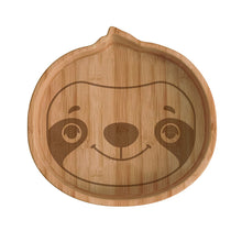 Load image into Gallery viewer, Steti Baby Toddler Self-Feeding Suction Plate – Divided Food-Grade Bamboo Plate for Weaning Babies, BPA-Free, Microwave, Dishwasher &amp; Oven Safe – Infant Feeding Bowls-Sloth
