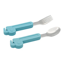 Load image into Gallery viewer, Steti Baby Soft Silicone &amp; Stainless Steel Baby Utensils, Cute Wrench Shape Fork Spoon, Easy to Grip, Lovely Patented Design
