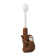 Load image into Gallery viewer, Steti Manual Kids Toothbrush for Toddlers Aged 2 to 8, BPA-Free Soft Bristles, Healthy for Gentle Gum, Sensitive Teeth; Non-Slip Silicone, Easy to Hold Handle, Cute, Attractive Sloth Design
