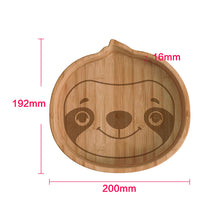 Load image into Gallery viewer, Steti Baby Toddler Self-Feeding Suction Plate – Divided Food-Grade Bamboo Plate for Weaning Babies, BPA-Free, Microwave, Dishwasher &amp; Oven Safe – Infant Feeding Bowls-Sloth
