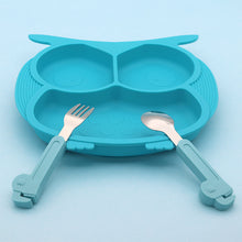 Load image into Gallery viewer, Steti Baby Soft Silicone &amp; Stainless Steel Baby Utensils, Cute Wrench Shape Fork Spoon, Easy to Grip, Lovely Patented Design
