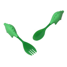 Load image into Gallery viewer, Steti Baby Soft Silicone Baby Utensils, Cute Dinosaurs Fork Spoon Made of Food Grade Material, Easy to Grip, Lovely Patented Design
