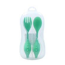 Load image into Gallery viewer, Steti Baby Soft Silicone Baby Utensils, Cute Dinosaurs Fork Spoon Made of Food Grade Material, Easy to Grip, Lovely Patented Design
