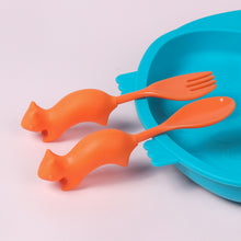 Load image into Gallery viewer, Steti Baby Soft Silicone Baby Utensils, Cute Squirrel Fork Spoon Made of Food Grade Material, Easy to Grip, Lovely Patented Design
