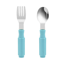 Load image into Gallery viewer, Steti Baby Soft Silicone &amp; Stainless Steel Baby Utensils, Cute screw driver Shape Fork Spoon, Easy to Grip, Lovely Patented Design
