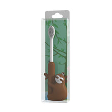 Load image into Gallery viewer, Steti Manual Kids Toothbrush for Toddlers Aged 2 to 8, BPA-Free Soft Bristles, Healthy for Gentle Gum, Sensitive Teeth; Non-Slip Silicone, Easy to Hold Handle, Cute, Attractive Sloth Design
