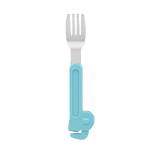 Load image into Gallery viewer, Steti Baby Soft Silicone &amp; Stainless Steel Baby Utensils, Cute Wrench Shape Fork Spoon, Easy to Grip, Lovely Patented Design
