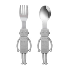 Load image into Gallery viewer, Steti Baby Soft Silicone &amp; Stainless Steel Baby Utensils, Cute Robot Shape Fork Spoon, Easy to Grip, Lovely Patented Design
