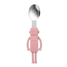 Load image into Gallery viewer, Steti Baby Soft Silicone &amp; Stainless Steel Baby Utensils, Cute Robot Shape Fork Spoon, Easy to Grip, Lovely Patented Design
