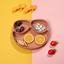 Load image into Gallery viewer, Steti Baby Toddler Self-Feeding Suction Plate – Divided Food-Grade Silicone Suction Plate for Weaning Babies, BPA-Free, Microwave, Dishwasher &amp; Oven Safe – Infant Feeding Bowls-Owl Eye
